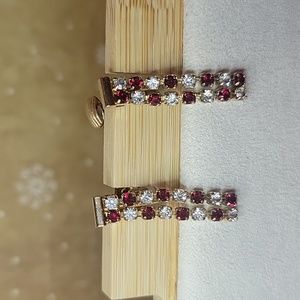 Sparkling Clip on earrings with red stones